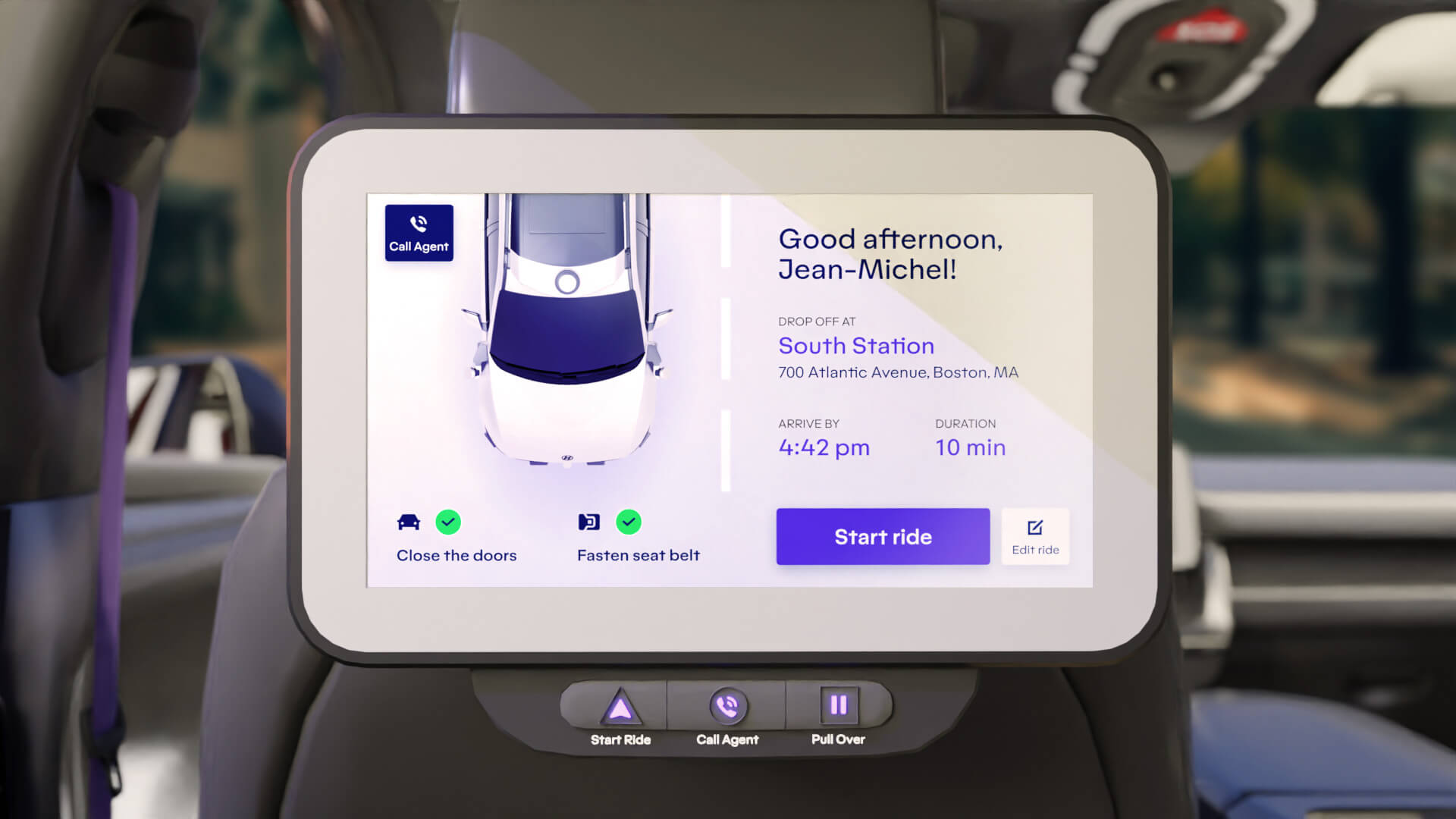 Motional in-vehicle app mockups